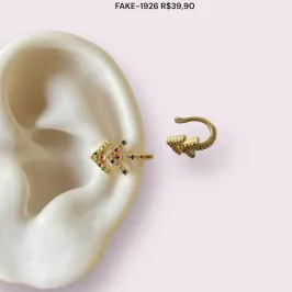 Piercing fake anatômico seta dupla cravejada colorida