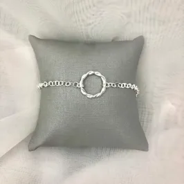 PULSEIRA CORRENTE ELO PORTUGUÊS C/ CÍRCULO TORCIDO