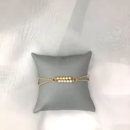 PULSEIRA DUPLA C/ PEROLAS E BOLINHAS TEXTURIZADAS