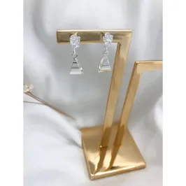 BRINCO DOBRADO PENDURADO COM GOTA DE ZIRCÔNIA