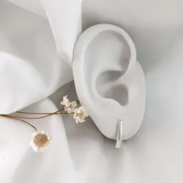 Brinco pino curvado minimalista prata