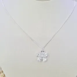 COLAR FLOR DE ZIRCÔNIAS CRISTAL COM CORRENTE VENEZIANA PRATA