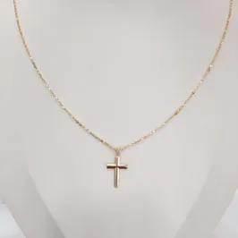 CORRENTE MASCULINA CADEADO COM PINGENTE DE CRUZ