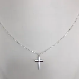 CORRENTE MASCULINA CADEADO COM PINGENTE DE CRUZ PRATA