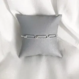 PULSEIRA TRÊS ELOS RETANGULARES PRATA