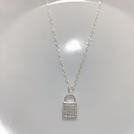 COLAR CADEADO CRAVEJADO PRATA