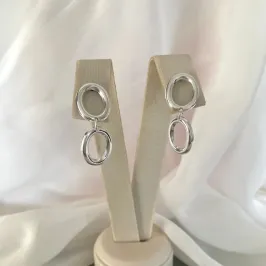 BRINCO DOIS CÍRCULOS PENDURADOS PRATA