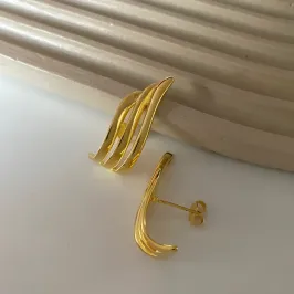 BRINCO TRÊS FIOS ONDULADOS DESIGN EAR HOOK