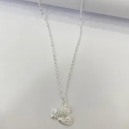 COLAR BORBOLETA LATERAL CRAVEJADA PRATA