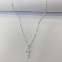 COLAR CRUZ CRAVEJADA PRATA