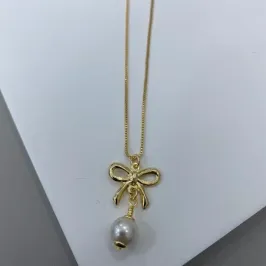 COLAR LAÇO COM PÉROLA