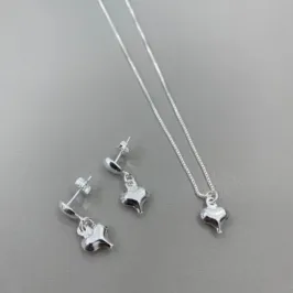 CONJUNTO CORAÇÃO LISO PRATA