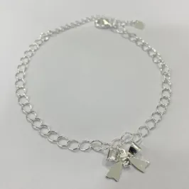 PULSEIRA LAÇO COM CORRENTE ELO PORTUGUÊS PRATA