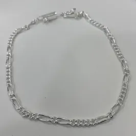 PULSEIRA MASCULINA CORRENTE FÍGARO PRATA COM FECHO GAVETA
