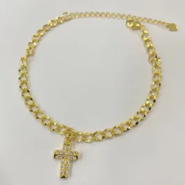 PULSEIRA PINGENTE CRUZ CRAVEJADA