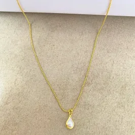 COLAR GOTA DE PÉROLA COM CORRENTE MICRO ESFERAS