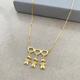 COLAR TRÊS MENINOS COM UMA ZIRCÔNIA CRAVEJADA