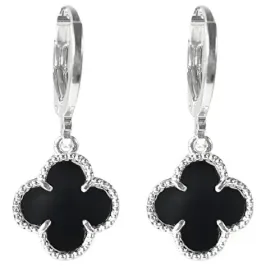 BRINCO ARGOLINHA TREVO PRETO