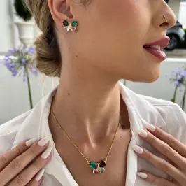 CONJUNTO BORBOLETA ASAS COLORIDAS