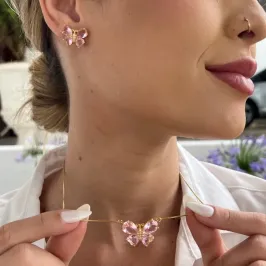 CONJUNTO BORBOLETA ASAS ROSA