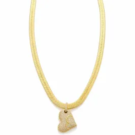 CHOKER MALHA FITA C/ CORAÇÃO TODO CRAVEJADO