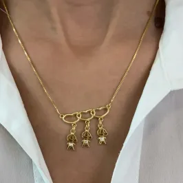 COLAR 3 MENINOS COM CORAÇÕES ENTRELAÇADOS