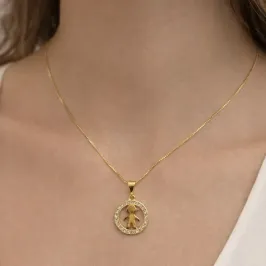 COLAR C/ MEDALHA MENINO CRAVEJADO