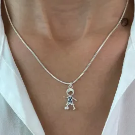 COLAR C/ PINGENTE MENINO C/ BOLA CRAVEJADOS C/ ZIRCÔNIA