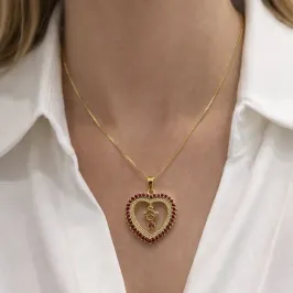 COLAR MENINA CORAÇÃO CRAVEJADO ROSA