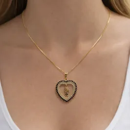 COLAR MENINO CORAÇÃO CRAVEJADO AZUL