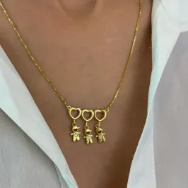 COLAR TRÊS MENINOS COM UMA ZIRCÔNIA CRAVEJADA