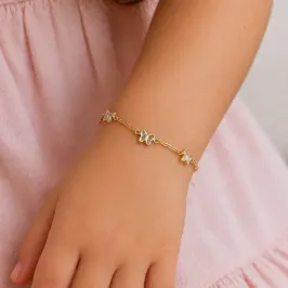 PULSEIRA INFANTIL CARTIER COM TRÊS BORBOLETAS CRISTAIS