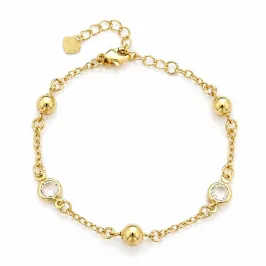 PULSEIRA TRÊS ESFERAS E DUAS PEDRAS CRISTAL