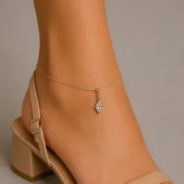TORNOZELEIRA MALHA COM GOTA DE CRISTAL