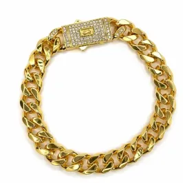 PULSEIRA LUXO ELOS GRUMET COM FECHO GAVETA CRAVEJADO