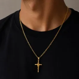 CORRENTE MASCULINA COM CRUCIFIXO CRUZ AMARRADA