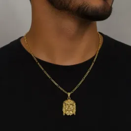 CORRENTE MASCULINA COM PG ROSTO DE CRISTO