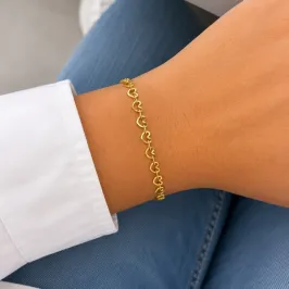 PULSEIRA CORAÇÕES VAZADOS ENTRE ELOS ACHATADOS