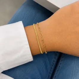 PULSEIRA DUPLA ELOS CORAÇÕES E MALHA DIAMANTADA