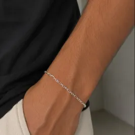 PULSEIRA MASCULINA FÍGARO CARTIER PRATA FECHO GAVETA