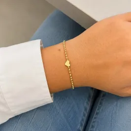 PULSEIRA MINI ESFERAS COM CORAÇÃO LISO