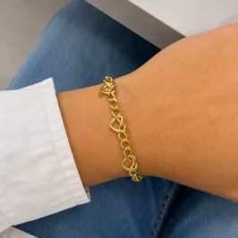 PULSEIRA TRÊS CORAÇÕES ENTRELAÇADOS COM ELOS