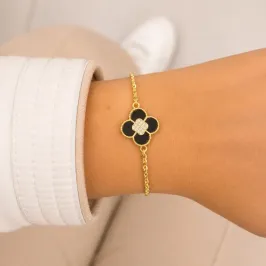 PULSEIRA TREVO PRETO COM CRAVEJADO