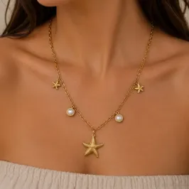 CHOKER ESTRELA DO MAR COM PÉROLAS