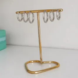 TRIO DE ARGOLINHAS INOX PRATA TEXTURIZADA
