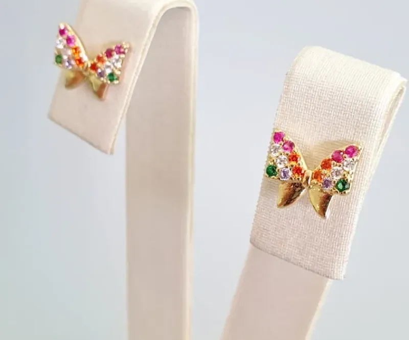 BRINCO LAÇO C/ MICRO ZIRCÔNIAS CRAVEJADAS COLORIDAS