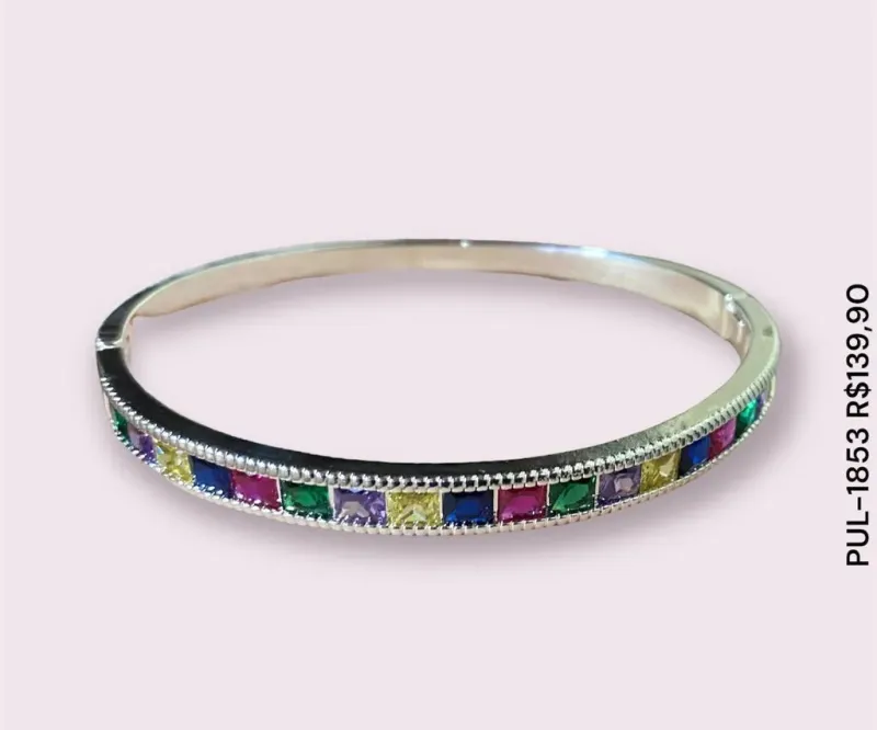 Bracelete zircônias carre coloridas