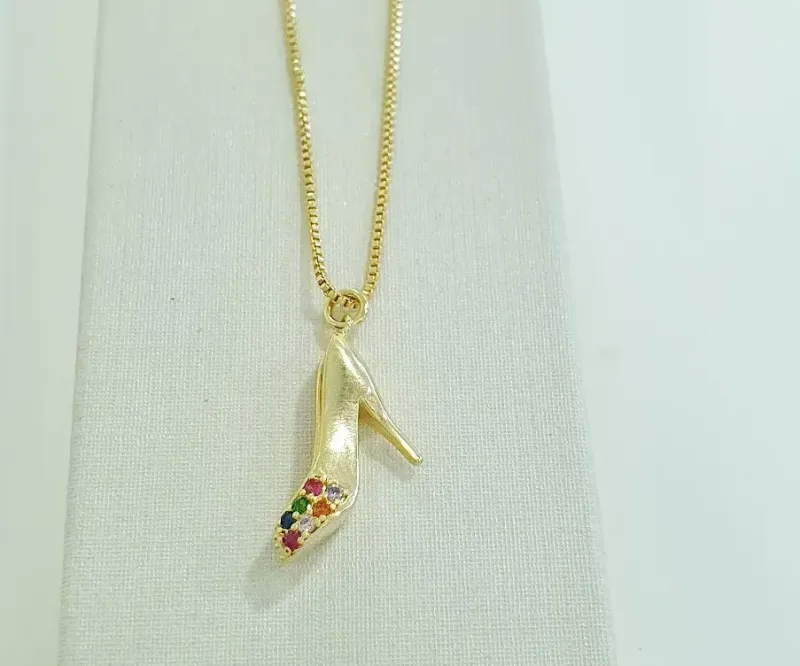Colar Sapatinho c/ Micro Zircônias Coloridas