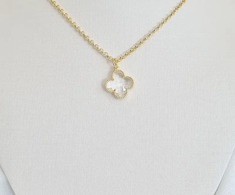 COLAR C/ PINGENTE DE FLOR DE ZIRCÔNIA