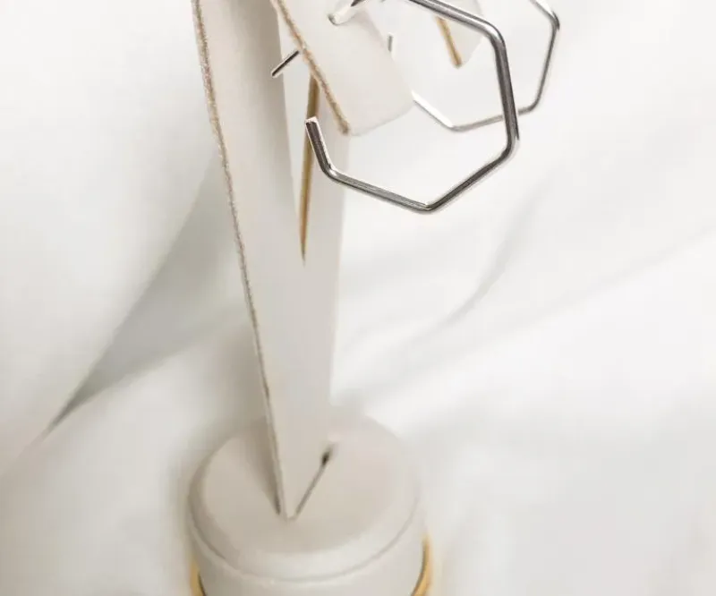 ARGOLA HEXAGONO 2,5cm PRATA